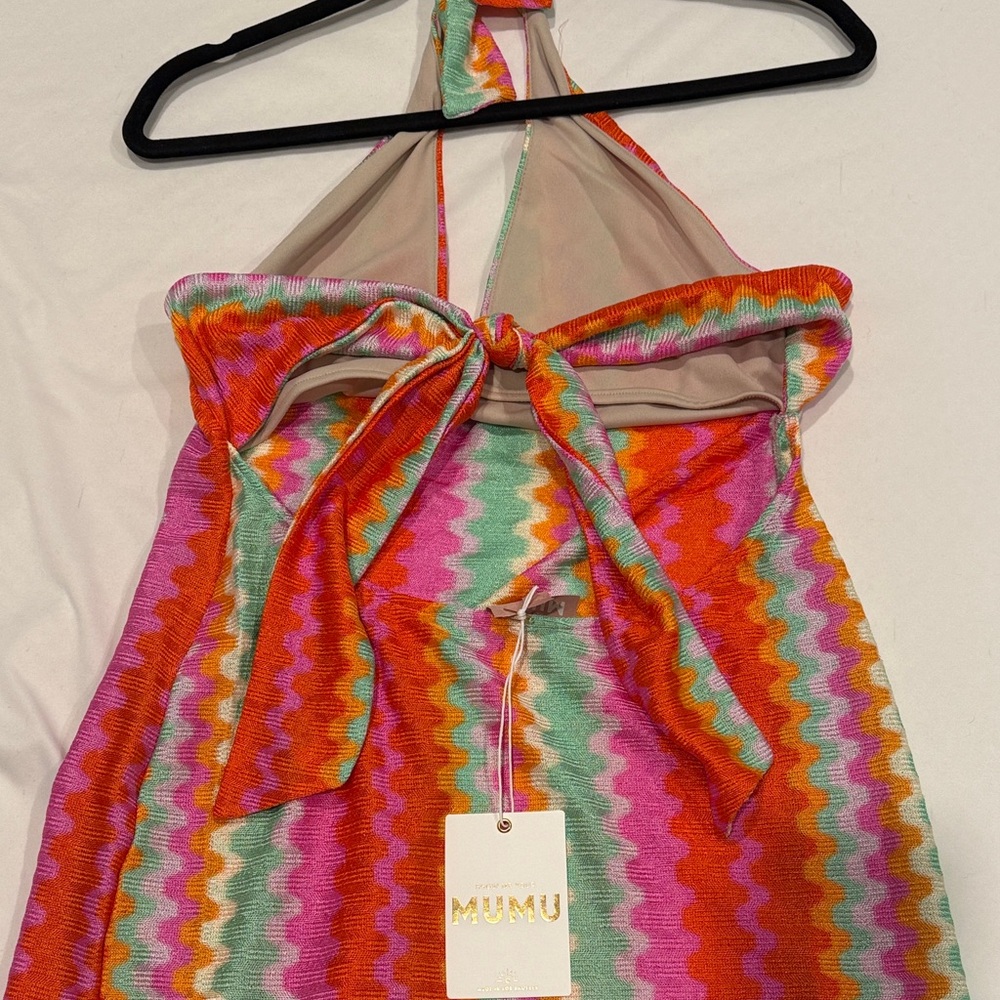 Show me your Mumu Colorful Halter Neck Dress with tie back  NWT - Picture 3 of 4
